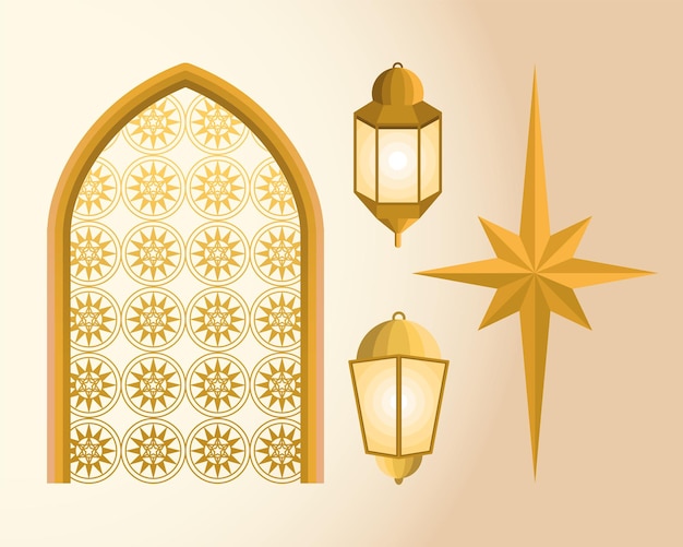 Free Vector four ramadan kareem icons