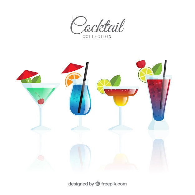 Free Vector four refreshing cocktails