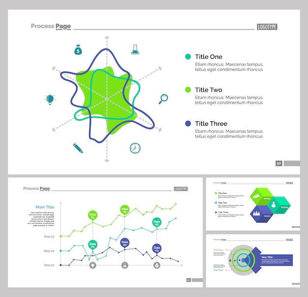 Free vector four research slide templates set