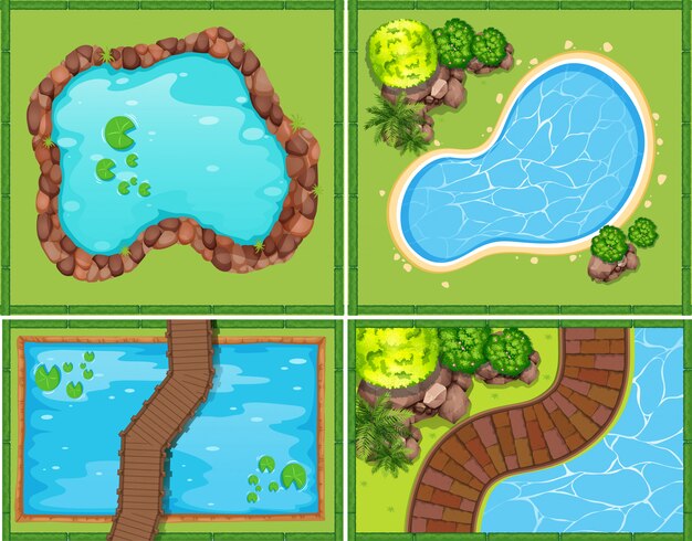 Four scene of pool and pond