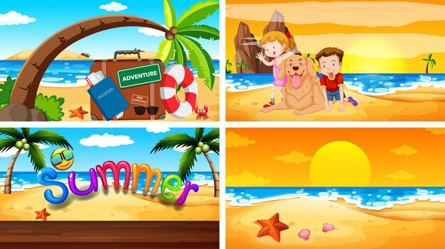 Four  scenes with summer theme