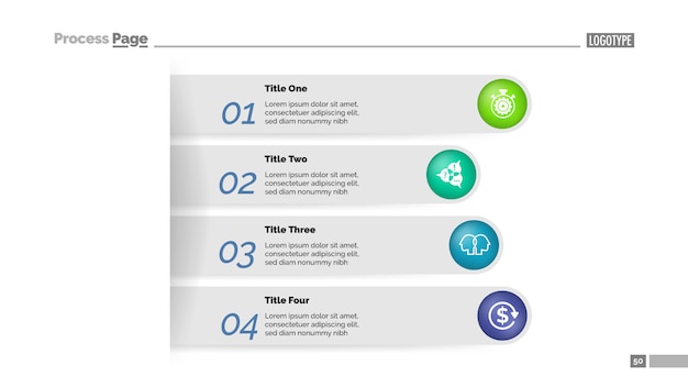 Four steps business approach process chart template. Business data visualization.