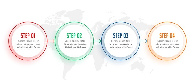 Four steps circular infographic template in colors