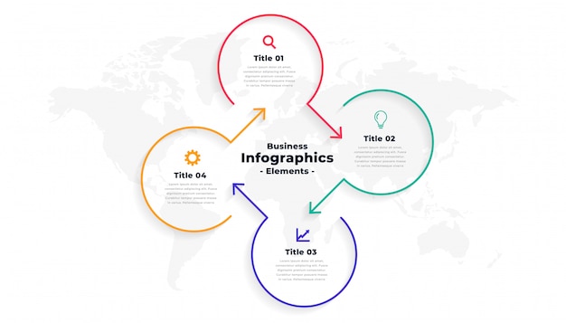 Four steps directional line infographic template