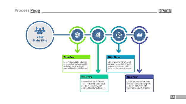 Free Vector four steps process chart slide template. business data. flowchart, diagram