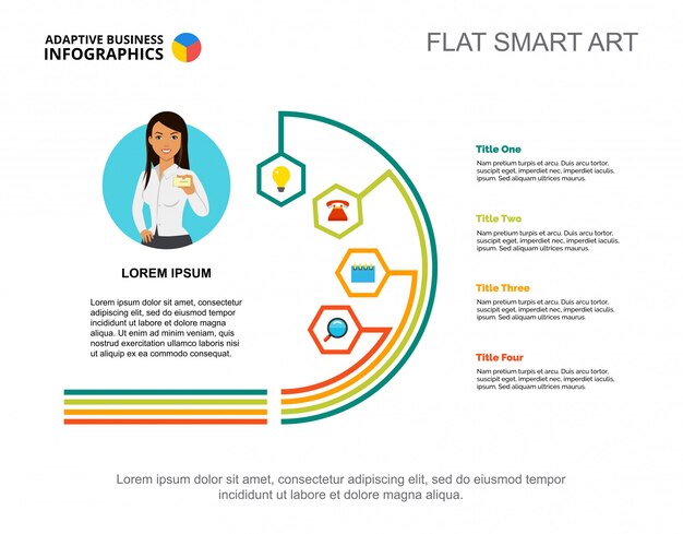 Four steps process chart template for presentation. Business data visualization.