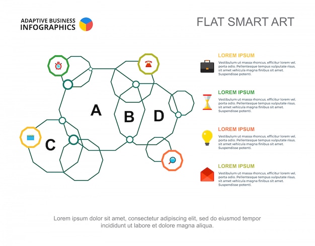 Four steps process chart template for presentation. Business data.