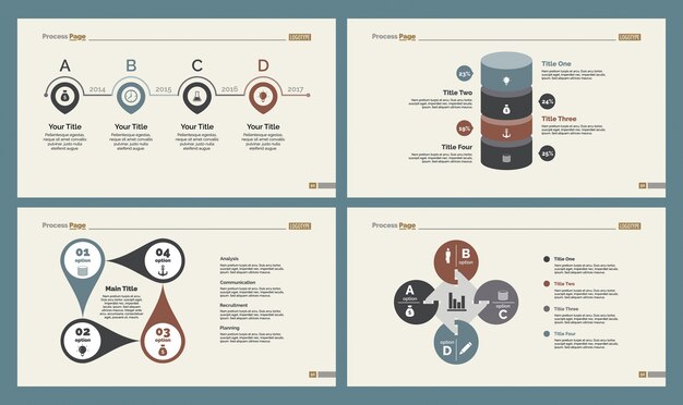 Four Strategy Charts Slide Templates Set