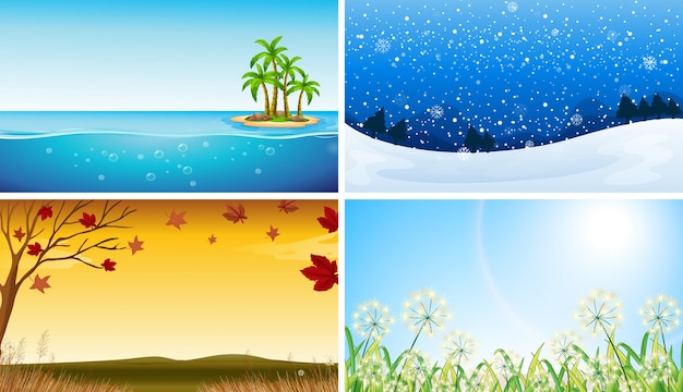 Four view of different seasons illustration