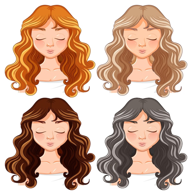 Free Vector four women with different hair dye