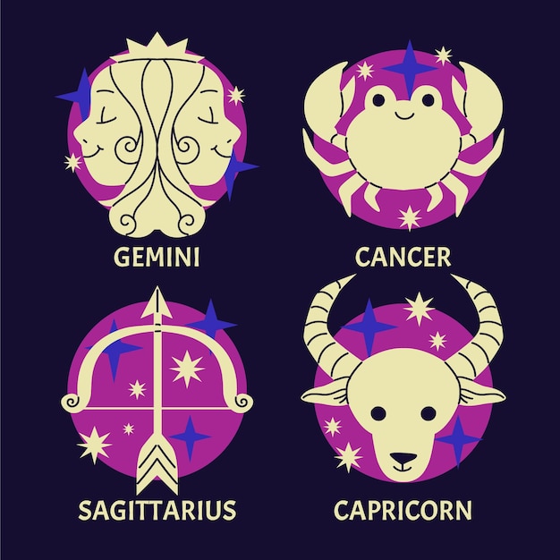 Free Vector four zodiac sign collection flat design