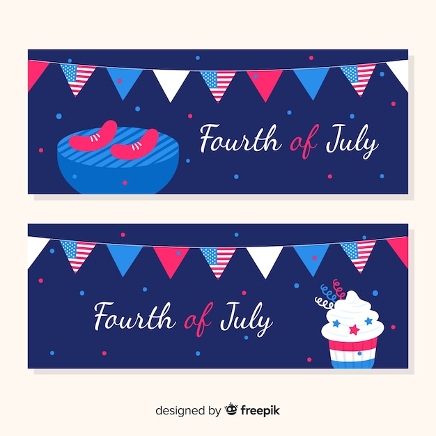 Free Vector fourth of july banners