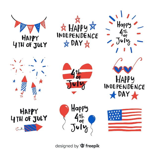 Free Vector fourth of july label collection