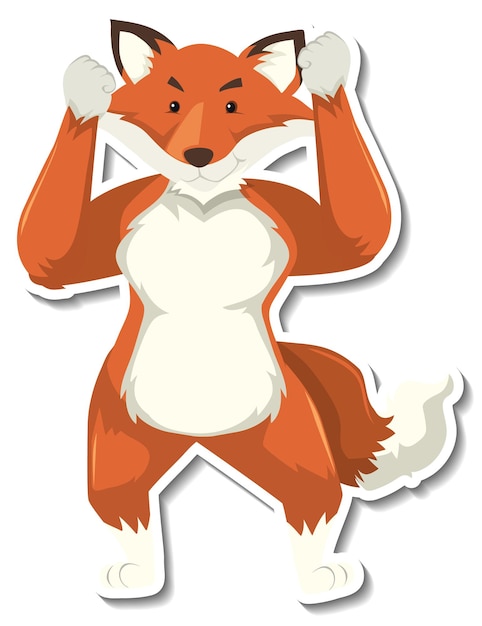 Free Vector a fox dancing animal cartoon sticker