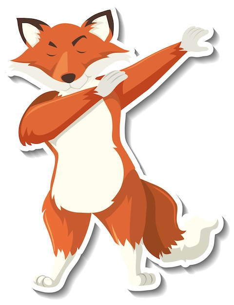 Free Vector a fox dancing animal cartoon sticker