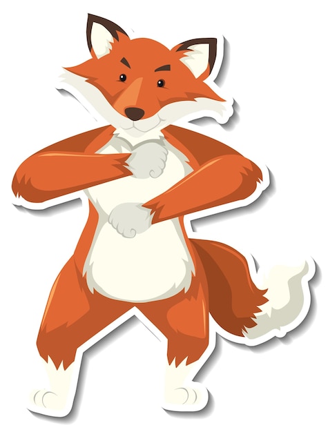 Free Vector a fox dancing animal cartoon sticker