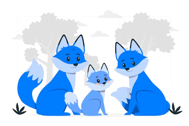 Free Vector fox family concept illustration