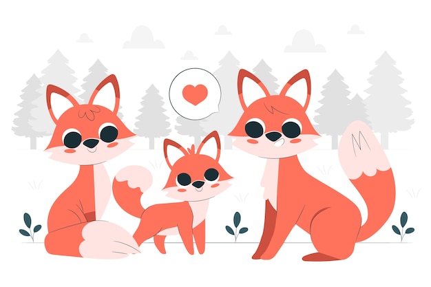 Free Vector fox family concept illustration