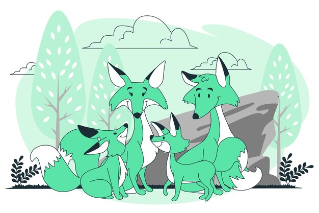 Fox family  illustration