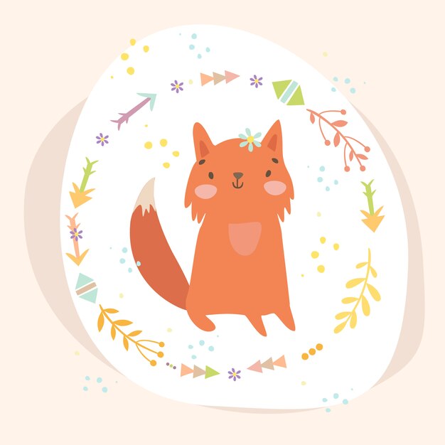 fox in leaves wreath