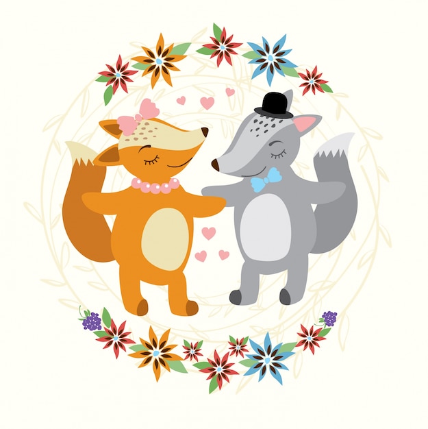 Free Vector fox and wolf