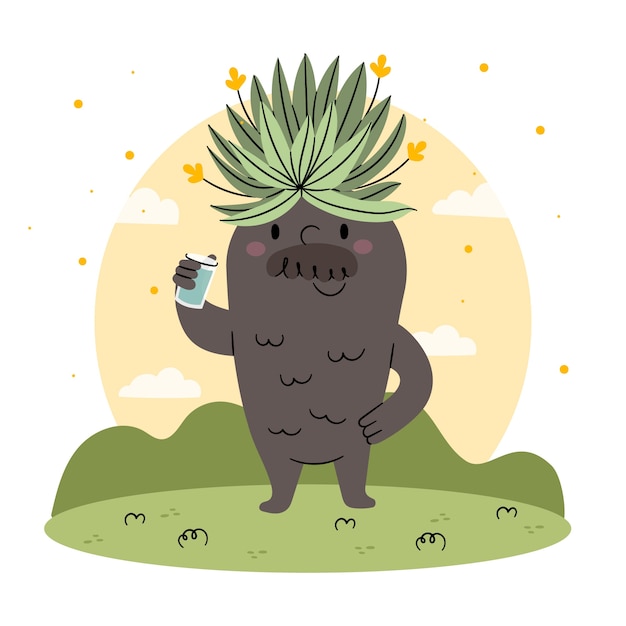 Free Vector frailejon character illustration