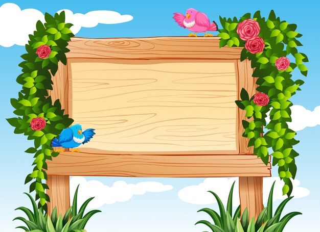 Frame design with birds and vine illustration