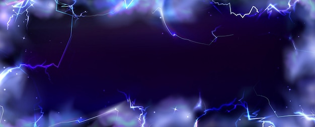 Free vector frame from thunder lightning and purple smoke