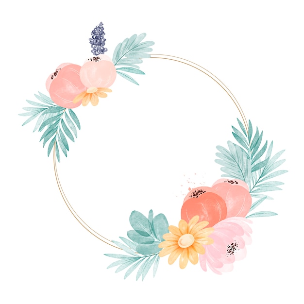 Frame illustration with watercolor flowers