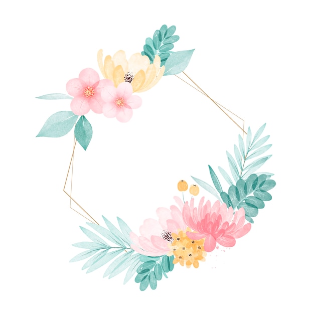 Frame illustration with watercolor flowers