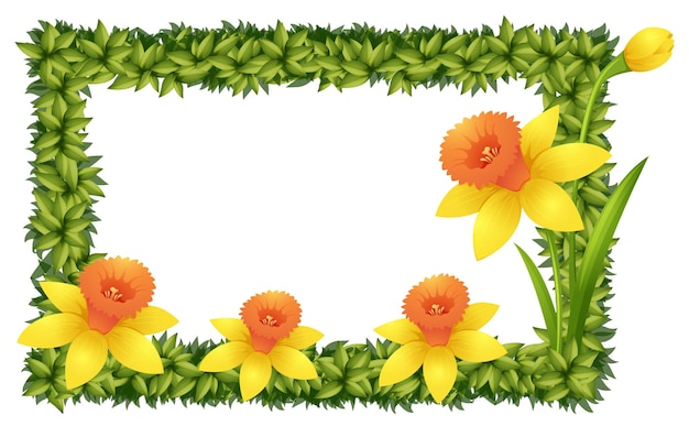 Free vector frame template with daffodil flowers