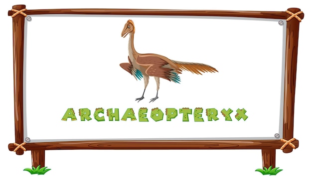 Frame template with dinosaurs and text archaeopteryx design insi