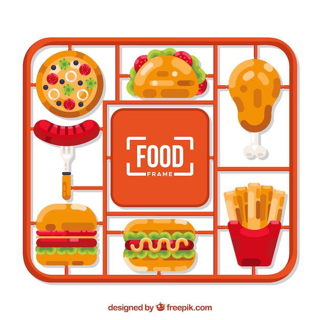 Free Vector frame with fast food