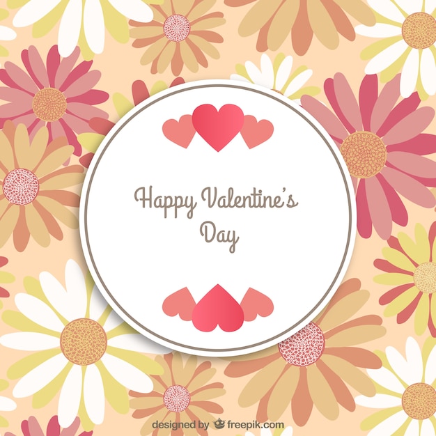 Free Vector frame with flowers. happy valentines day