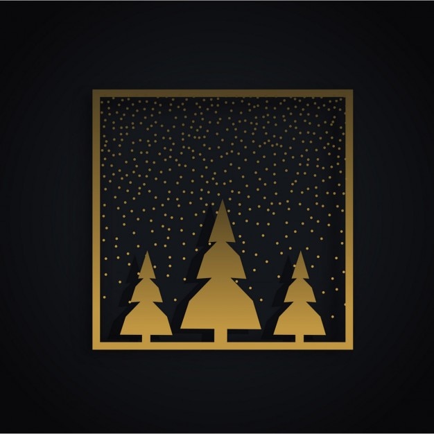 Free Vector frame with golden christmas trees