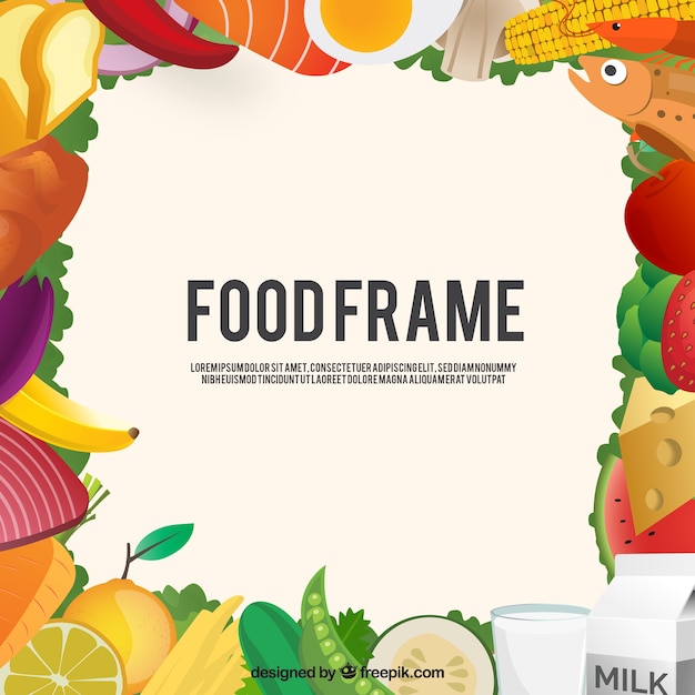 Frame with healthy food