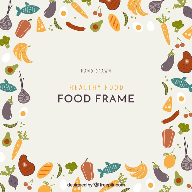 Frame with healthy food