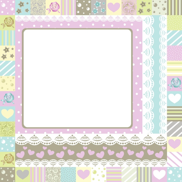 Frame with roses and hearts