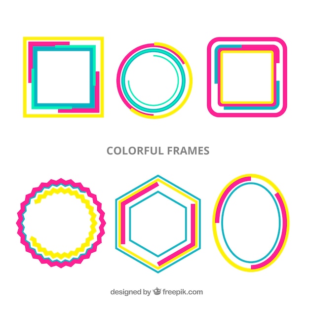 Free Vector frames collection in colorful style