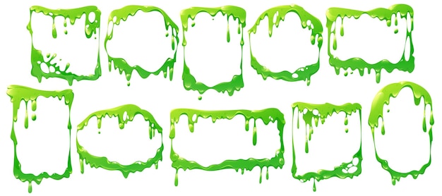 Frames of liquid green slime poison goo