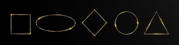 Free Vector frames luminous gold circle oval square borders