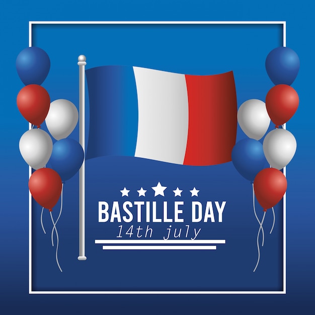 France flag and balloons with stars decoration