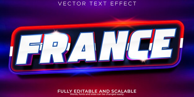 France flag text effect editable french national text style