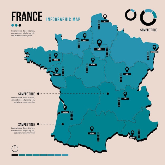 France map infographic in flat design