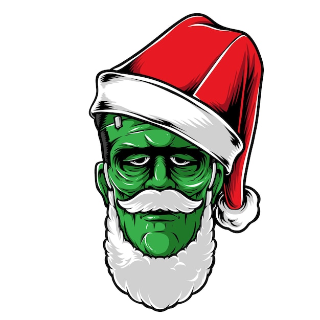 Free Vector frankenstein wearing santa hat vector