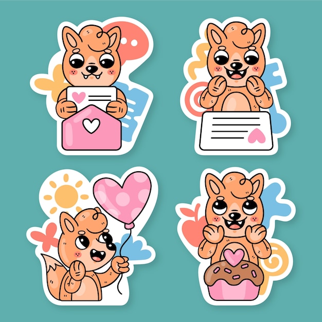 Free Vector fred the fox love stickers