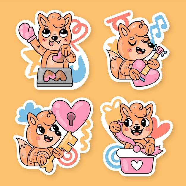 Fred the fox love stickers