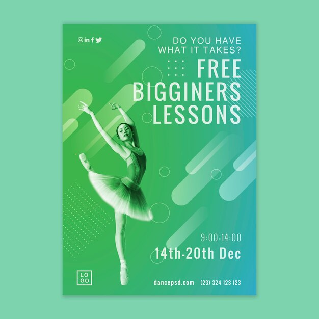 Free beginners dance lessons flyer template