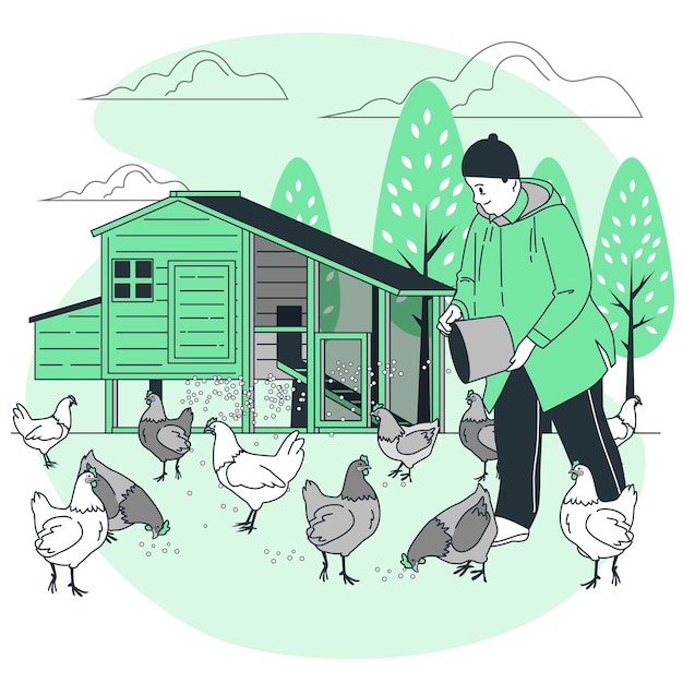 Free Vector free range chicken farm concept illustration