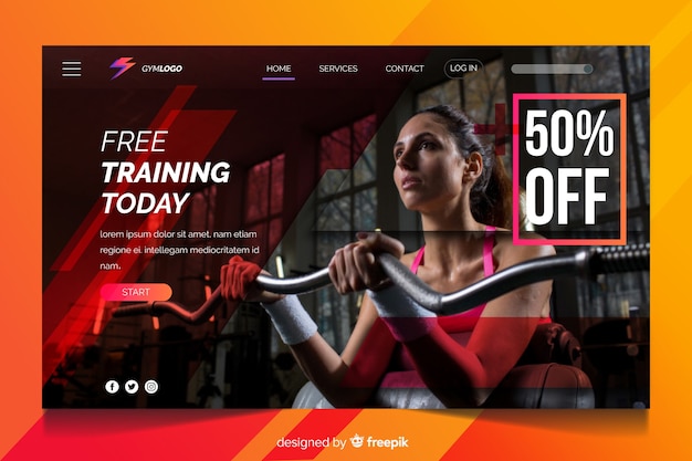 Free training today gym promotion landing page